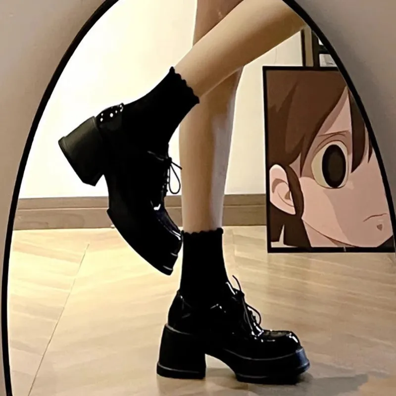 Leather shoes for women in spring 2026  Mary Jane shoes  sponge cake  Le Fu shoes for women