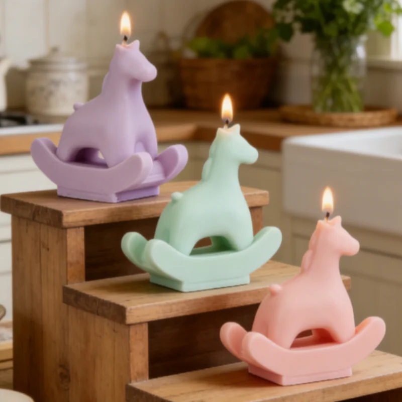 Rocking Horse Silicone Mold Pony Candle Mold Resin Soap Plaster Making Tool DIY Lucky Rocking Horse Design Craft Home Decor