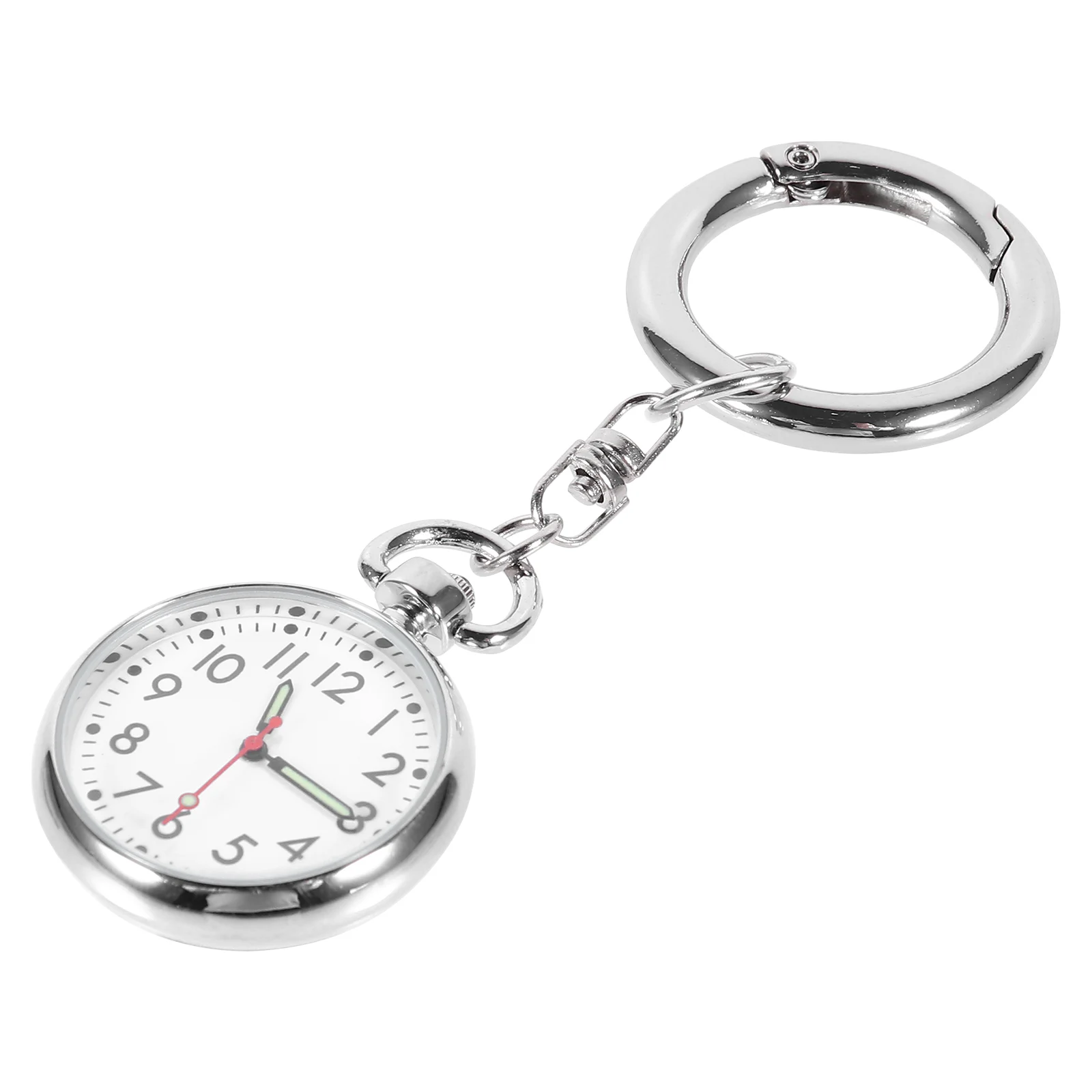 

Chest Hang Nurse Watch Stainless Steel Portable Pocket Silver Quartz Movement Luminous Glow Dark Medical Staff Keychain Design