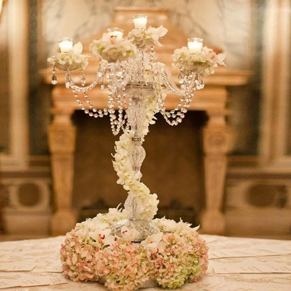 Candelabro de centros de mesa de boda, candelabro acrílico, soporte de  flores, decoración, centros de mesa para fiesta de boda, 5 uds./10 Uds. /  Artículos para fiestas, image size:1000x1000