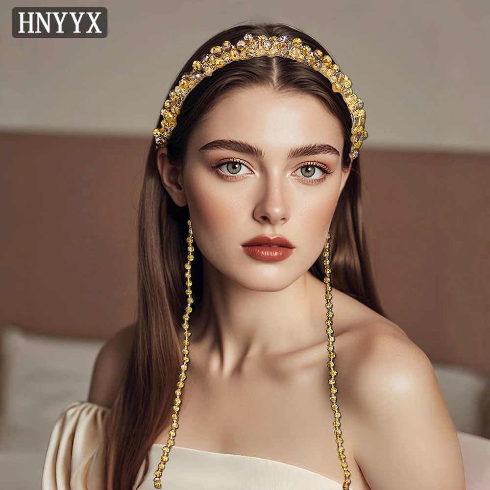 YouLaPan Elegancka, ręcznie robiona opaska do włosów dla panny młodej, złote koraliki, frędzle, damska ozdoba na bankiet, imprezę taneczną, do noszenia na co dzień, model YXA11