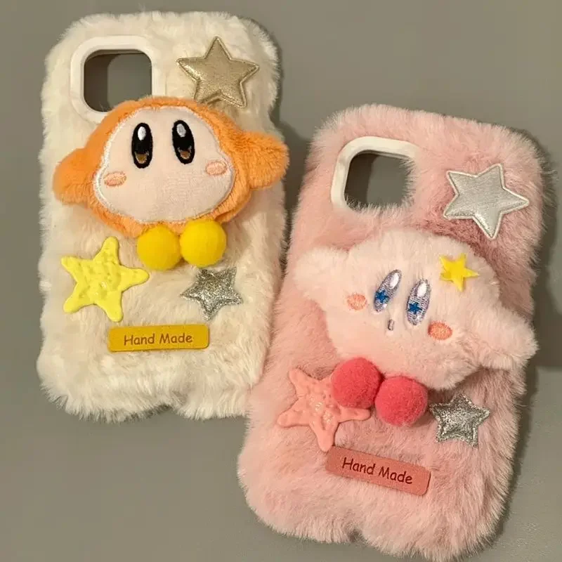 Plush Velvet Kirby for 15Promax Phone Case 14/13/12/11/XS/XR/8/67 Cute Doll Phone Case