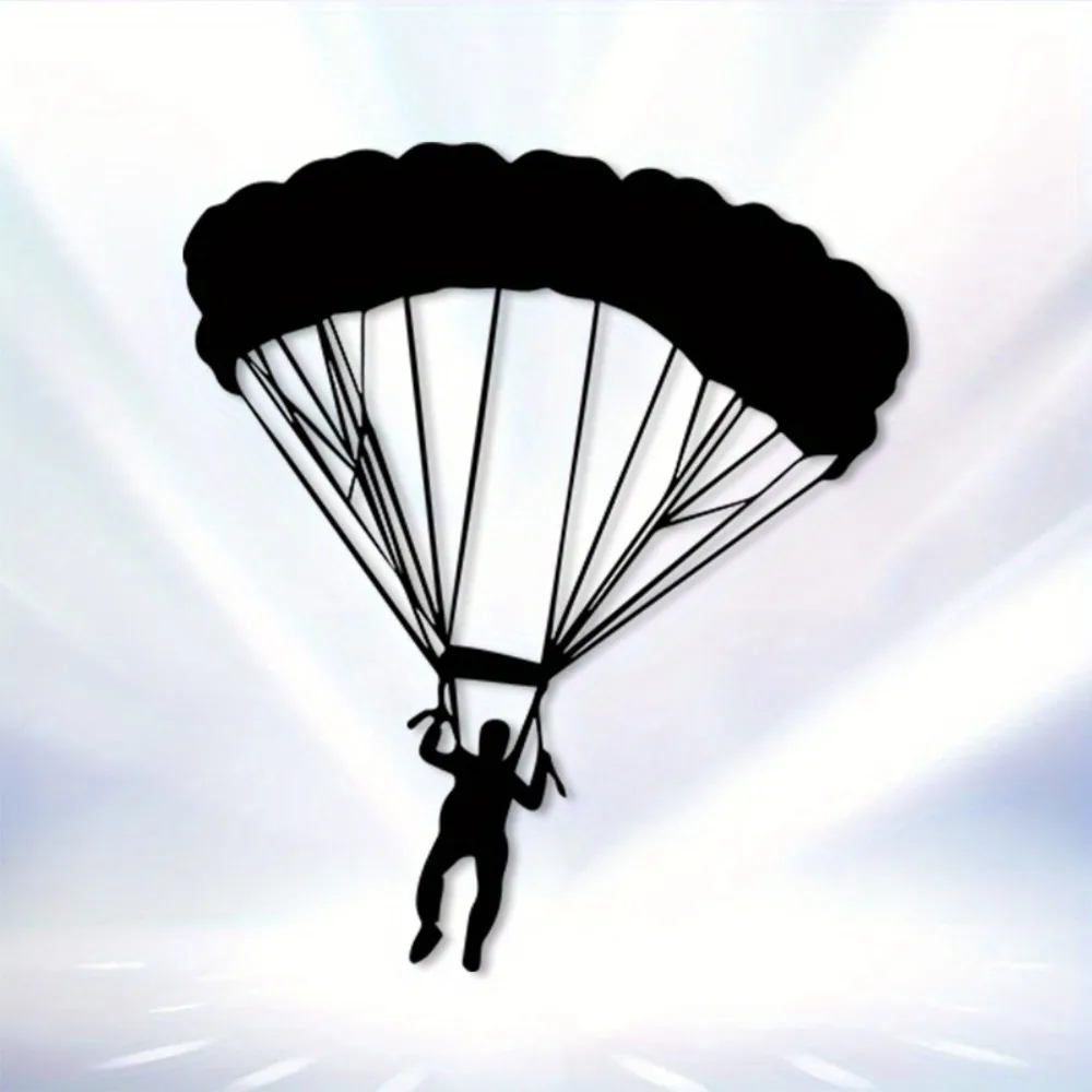 CIFBUY Metal Wall Art Retro Parachute Iron Hanging Plaque Rustproof Sculpture for Home Adventure Decor Ornament Accent