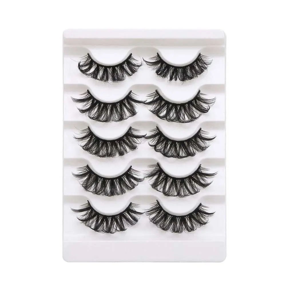 5Pairs Lashes Extension Whole Cluster Eyelashes Makeup Dense Fluffy False Eyelashes Reusable Long Lasting D Curled Eyelashes
