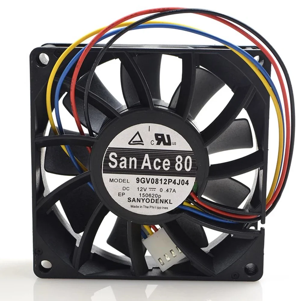 New 9GV0812P4J04 8025 80mm 12V 0.47A double ball-4-wire radiator cooling fan air volume for 80*80*25mm