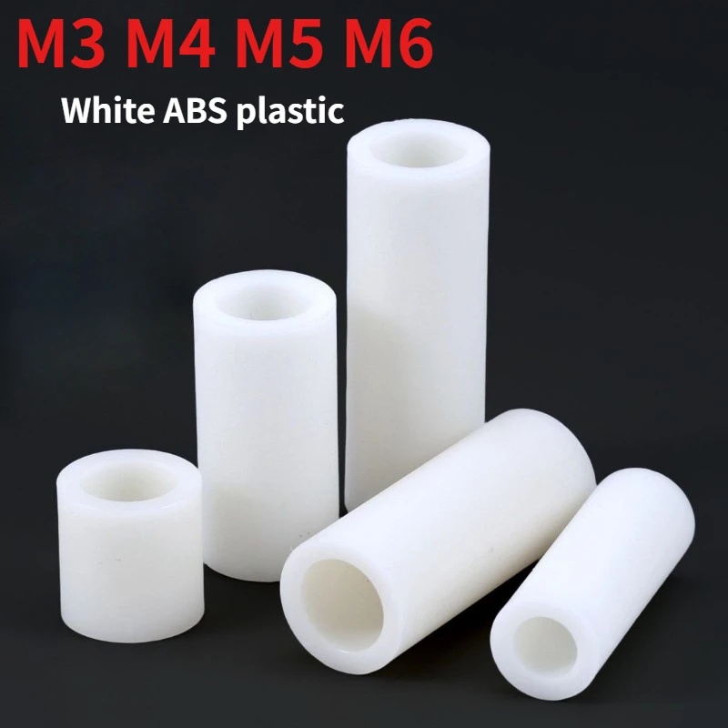20/50/100pcs M3 M4 M5 M6 2 White ABS Hollow Round Spacer Plastic Isolation Bushing PCB Round Standoff Length: 2–50 mm