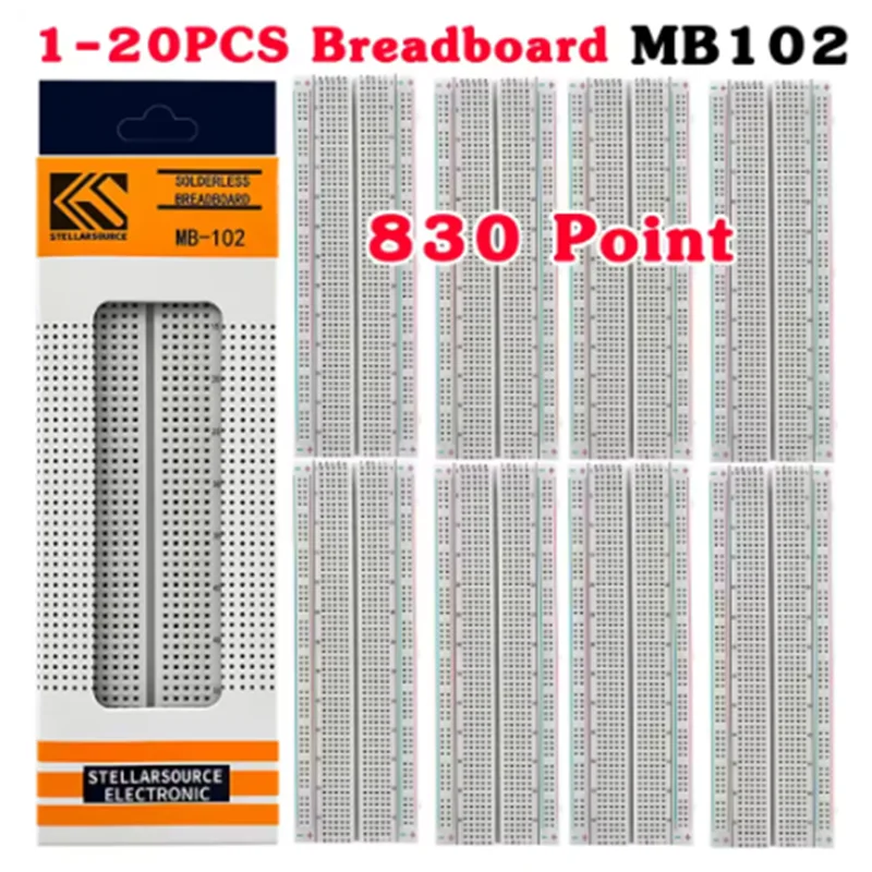 1-20pcs Breadboard 830 Point PCB Board MB-102 MB102 Test Develop Nodemcu Raspberri PI 2 lcd High Frequency 40pin Dupont Line
