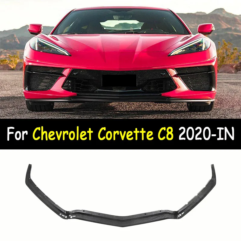 

Real Dry Carbon Fiber Car Front Lip Spoiler Bumper Splitter Body Kit Fit For Corvette C8 Z51 2020-Up