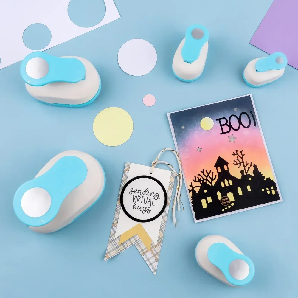 

5pcs/set Circle Paper Punch 0.3/0.6/1/1.5/2/3"" Precision-Cut Circle Shape Lever Action Craft Punches for Paper Craft Scrapbook