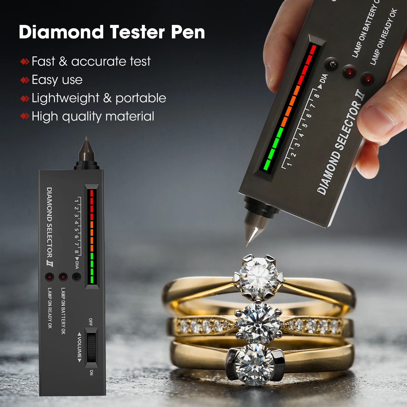 Diamond Tester Pen strumento di prova per gioielli con pietre preziose ad alta precisione con rilevatore di diamanti con custodia per esperto di