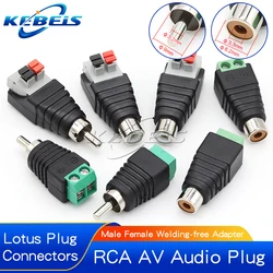 2PCS AV Plug RCA Lotus Head Press Terminal Monitoring Accessories RCA Welding-free Audio Connector Audio Male and Female