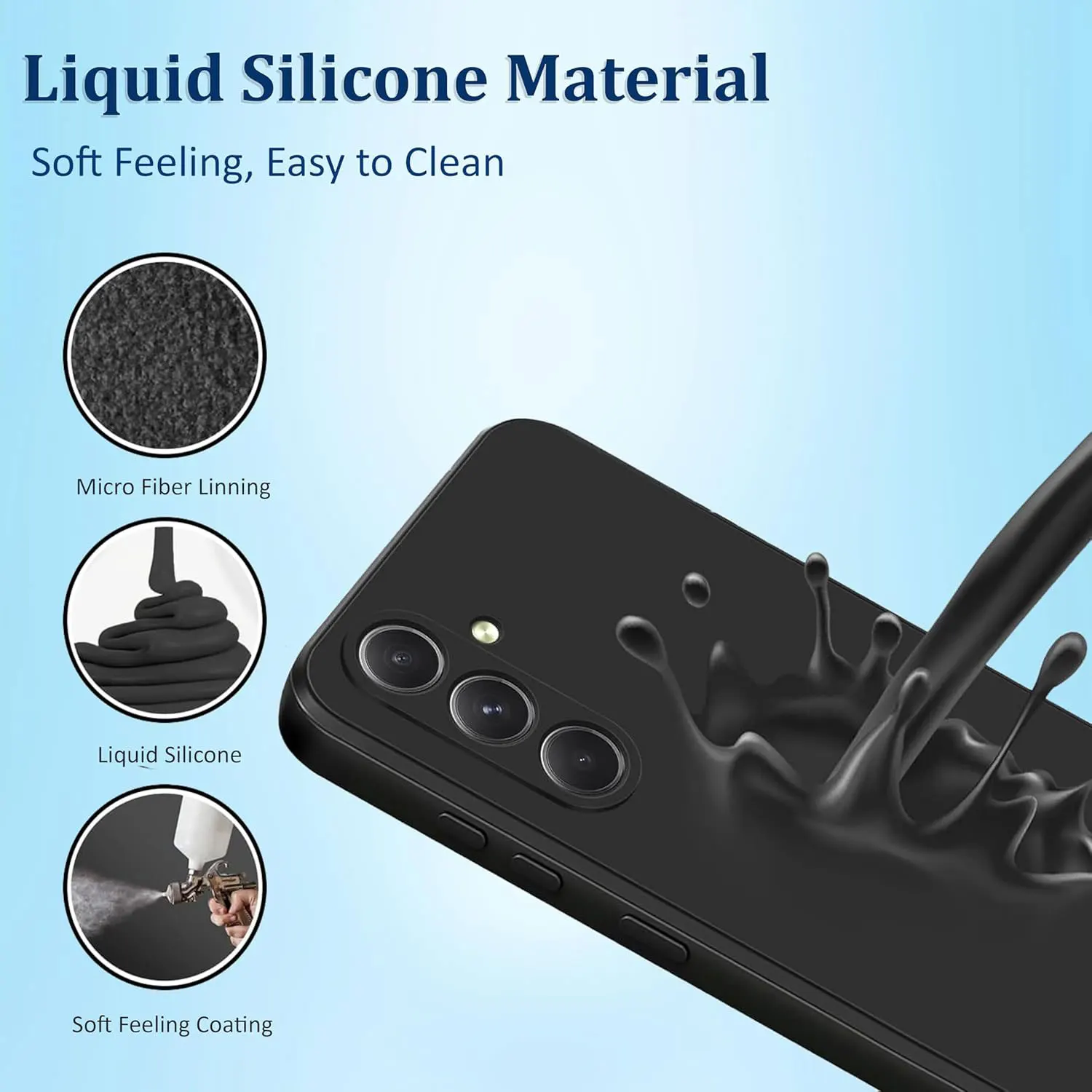 Liquid Silicone Case for Samsung Galaxy S24 S23 FE S22 Ultra S21 S10 S9 S8 Plus A05 A15 A25 A55 A24 A34 A13 A73 Shockproof Case