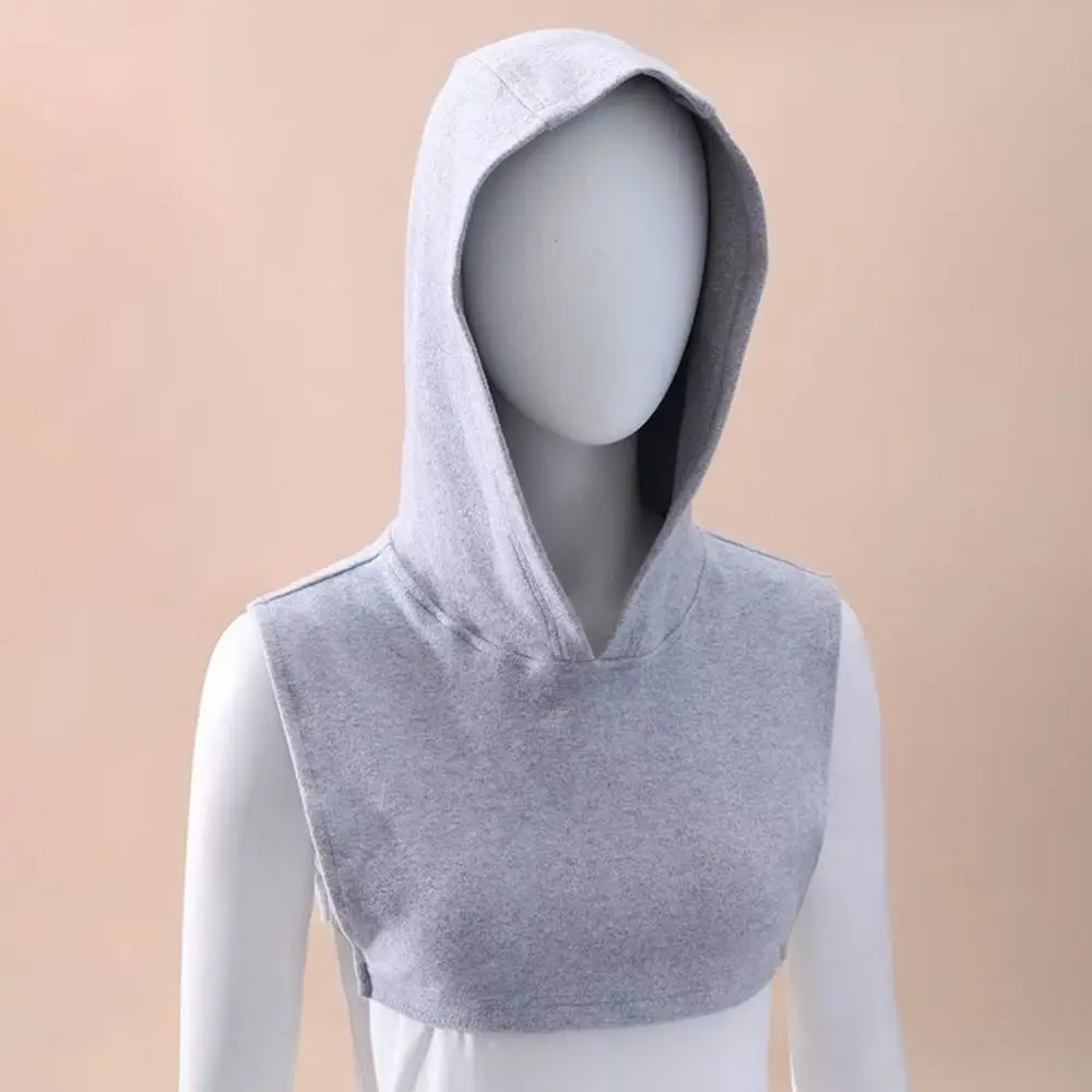 Single-sided Fleece Fake Hood Collar Soft Cotton Spandex No Drawstring Decorative Hood Insert Sleeveless Design Classic Color