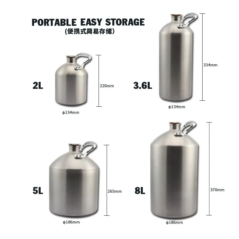 

304 stainless steel Baijiu pot, refined beer, home-made beer, second round barrel, wine bottle, home camping, outdoor