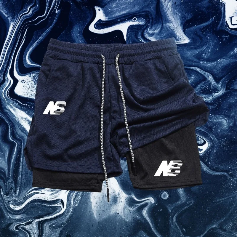 

Men's double-layer 2-in-1 sports shorts for fitness, running, training, breathable and quick drying sports shorts