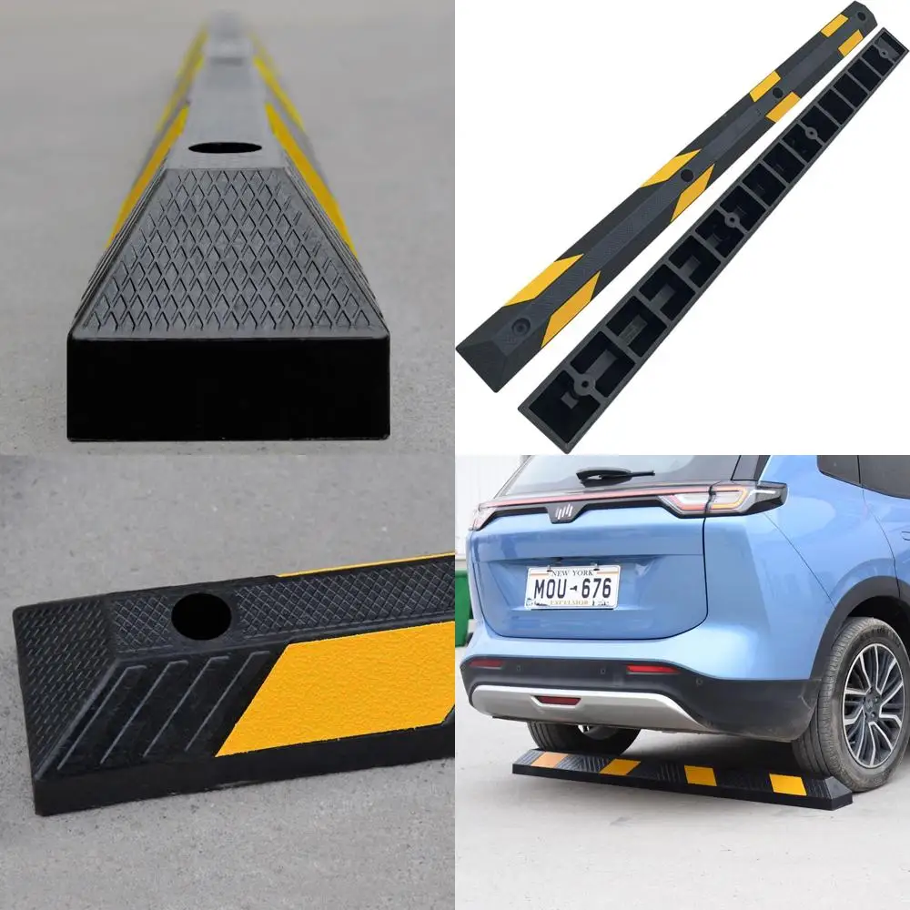 

72-дюймовый прочный резиновый парковочный бордюр с комплектом ограничителей для колес для защиты гаражей, подъездных путей и парковок