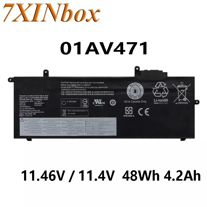 7XINbox 01AV471 L17L6P71 48Wh 4.2Ah Lapotp Battery For Lenovo ThinkPad X280 L17M6P71 L17C6P71 SB10T83164 SB10T83165 series