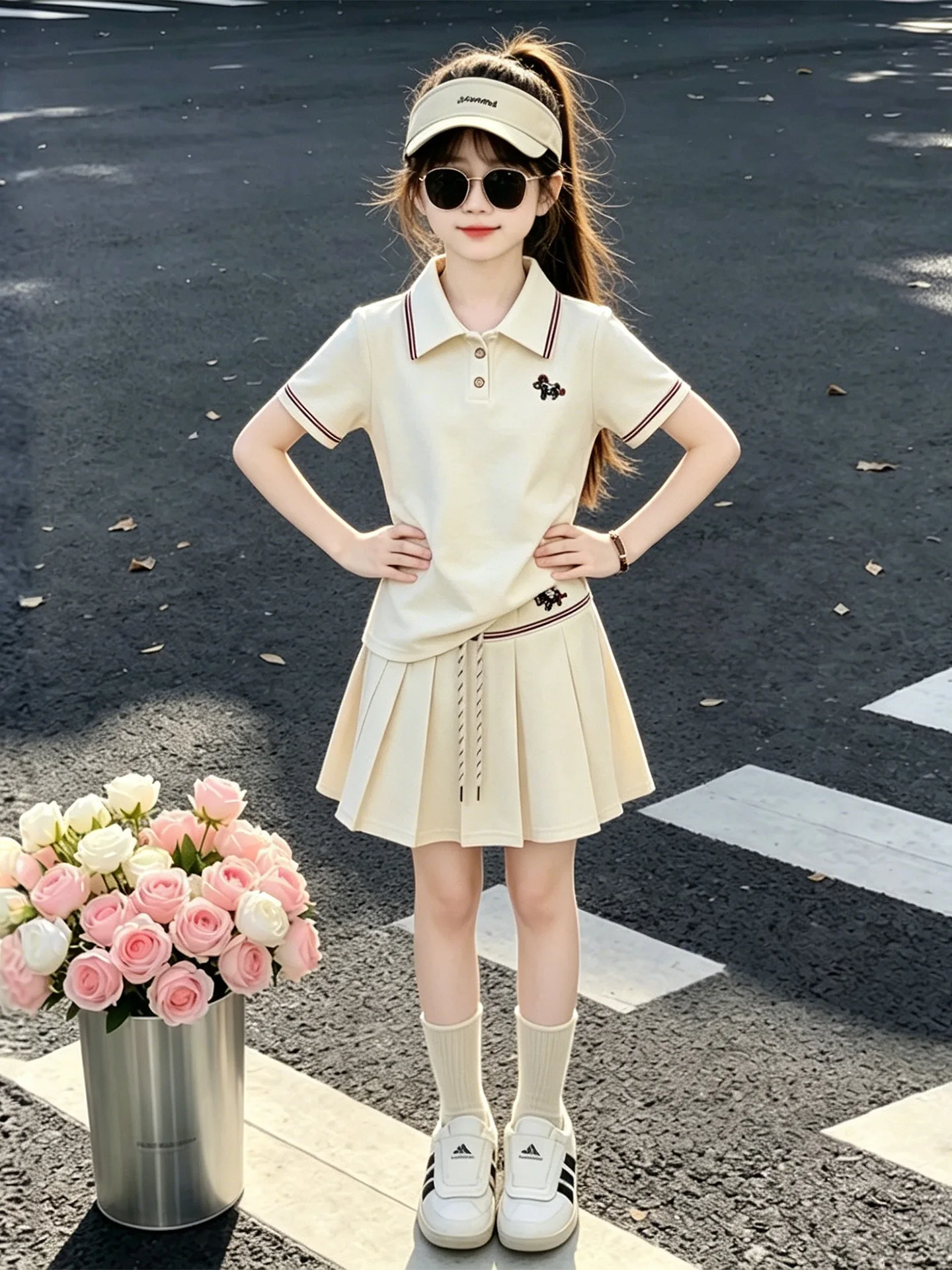 2026 New Teenage Cute Cartoon  Clothing Suits,  Baby Girls Fashion 2 Piece Sets,  Top + Skirts   5 -12 T