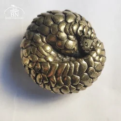 Solid Brass Spherical Pangolin Figurine Miniature Vintage Metal Animal Statue Home Decoration Accessories Desktop Ornament Craft