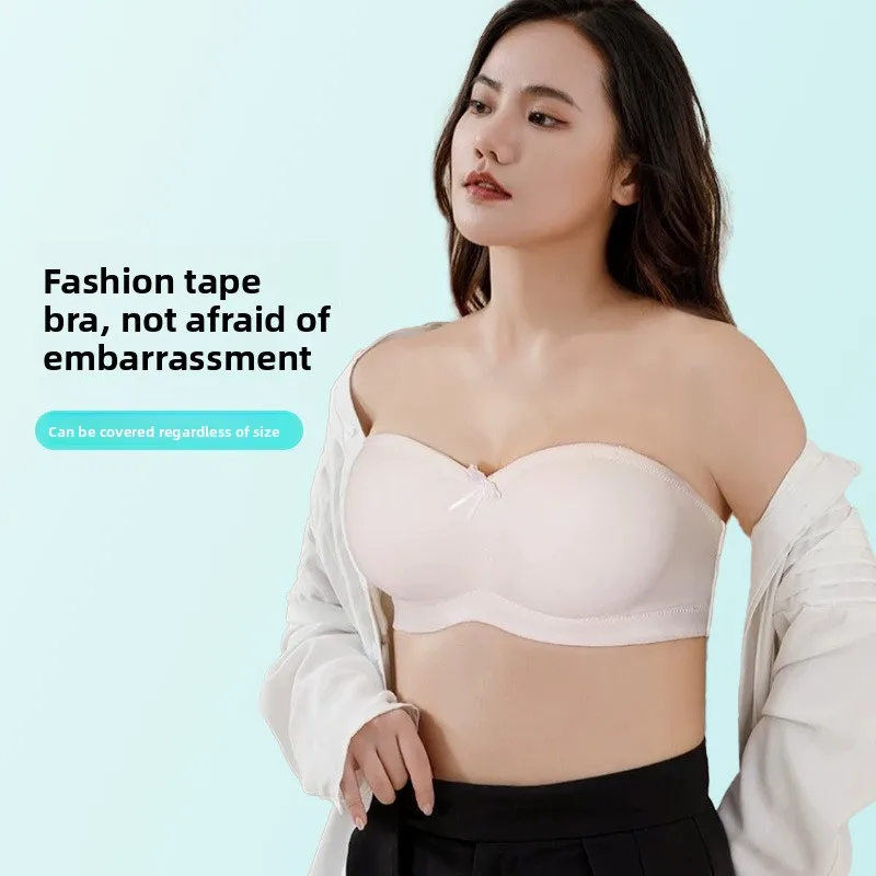 

Женский бюстгальтер без бретелек, противоскользящий, пуш-ап, минималистичный, стиль топа, большие размеры, бесшовный, невидимый, бюстгальтер с запахом