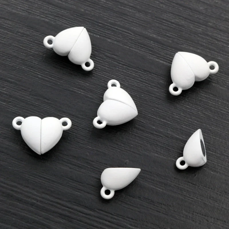 5 Sets Love Heart Round Shaped Magnetic Connected Clasps Beads Charms End Caps for DIY Couple Bracelet Necklace Making image 2