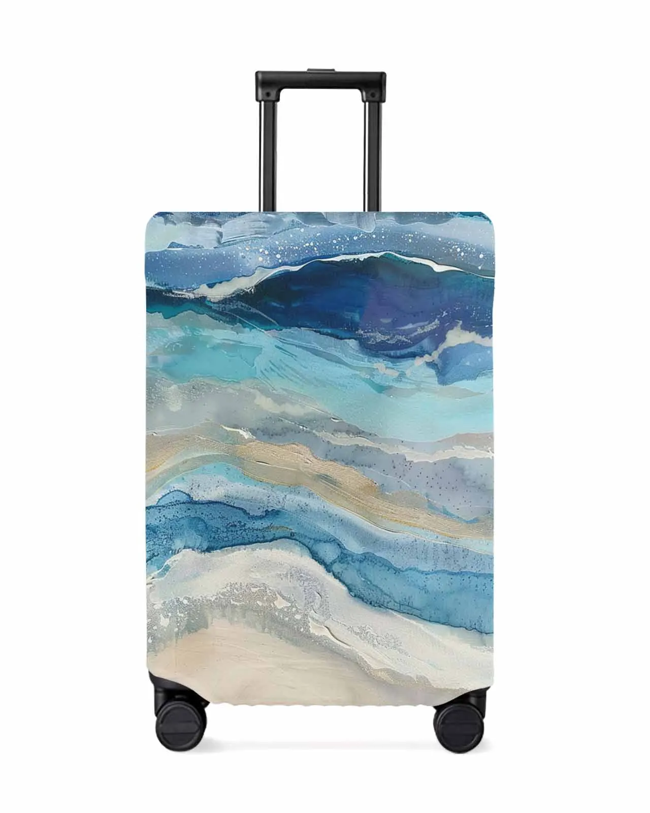 

Ocean Waves Beach Gradient Abstract Blue Stretch Suitcase Protector Baggage Dust Case Cover For 18-32 Inch Travel