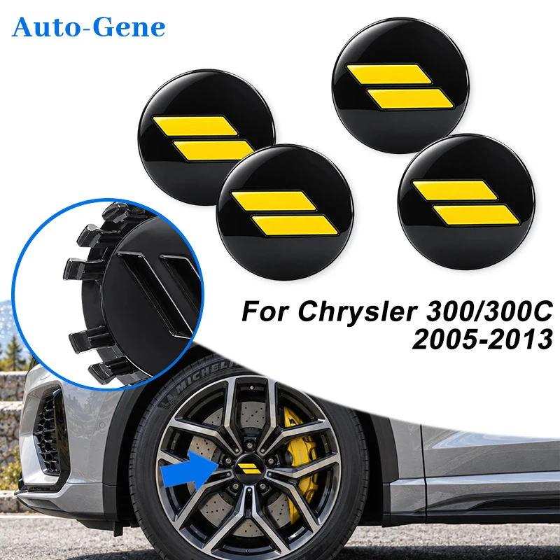 For Dodge Charger Challenger Hell Cat SRT Chrysler 300C 4pc 63mm Car Slash Wheel Center Hub Caps Rim Cover Emblem Sticker
