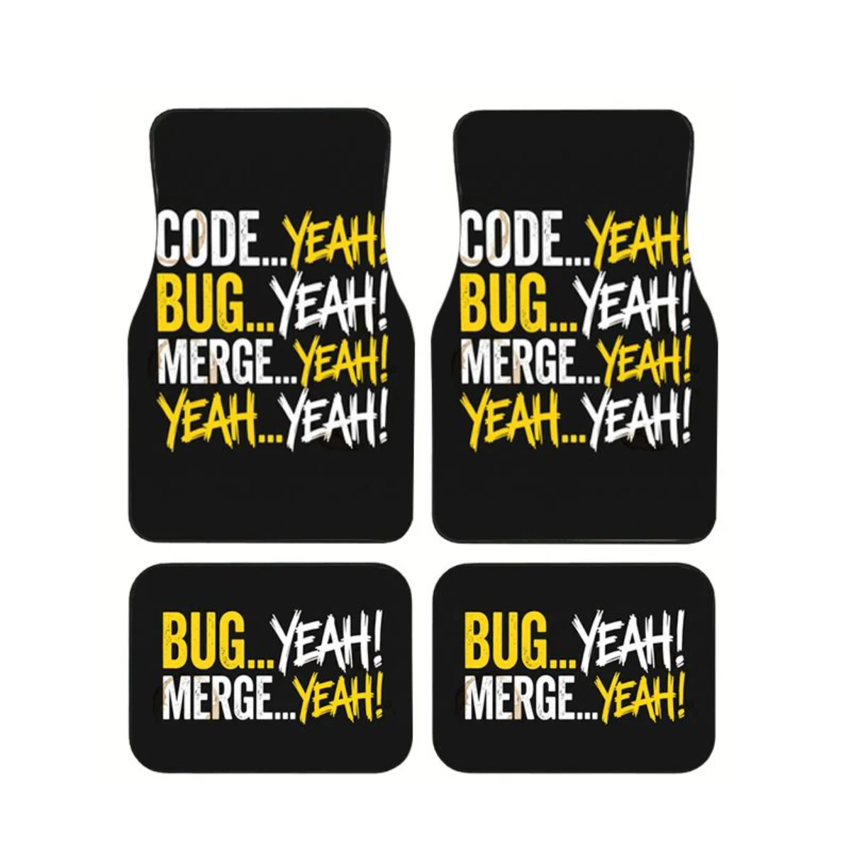 

Code Bug Merge Funny Car Floor Mats 4PCS Universal Waterproof Geek Auto Foot Carpets Car Interior Accessories For Most Vehicles