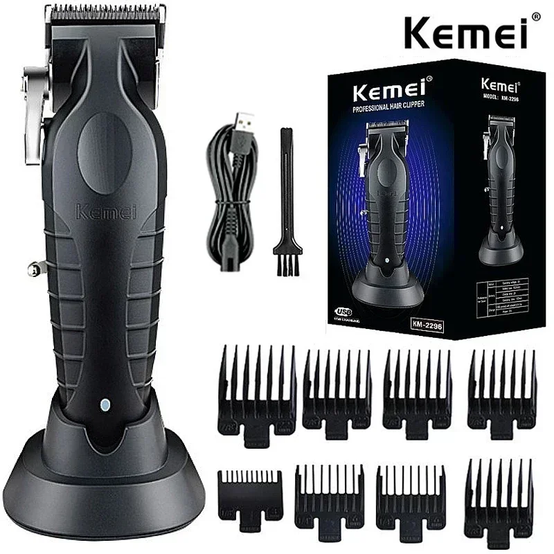 Kemei-Tondeuse à cheveux professionnelle pour hommes, tondeuse à cheveux électrique sans fil réglable, machine de découpe de cheveux aste au lithium