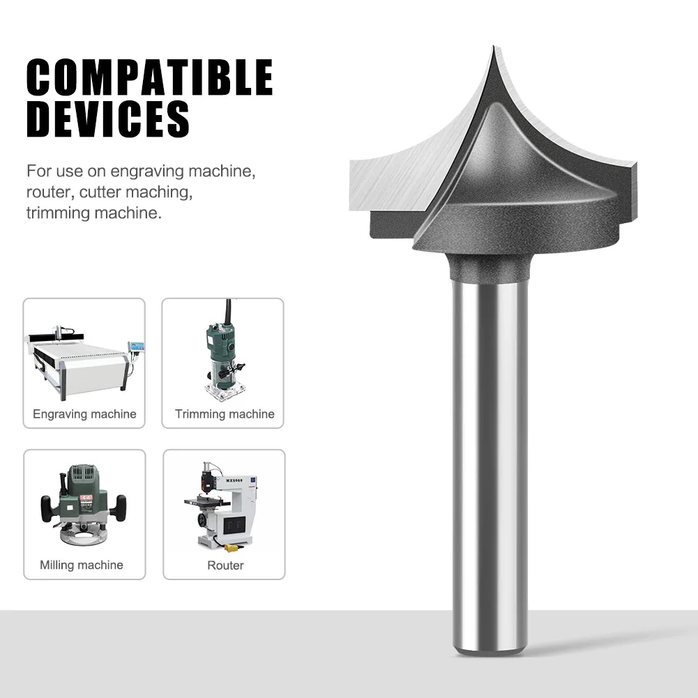 Vsharp Point Cutting Round Over Bit Woodworking Tools Carving Tool Tungsten Carbide CNC Router Bit for Wood 6mm Shank
