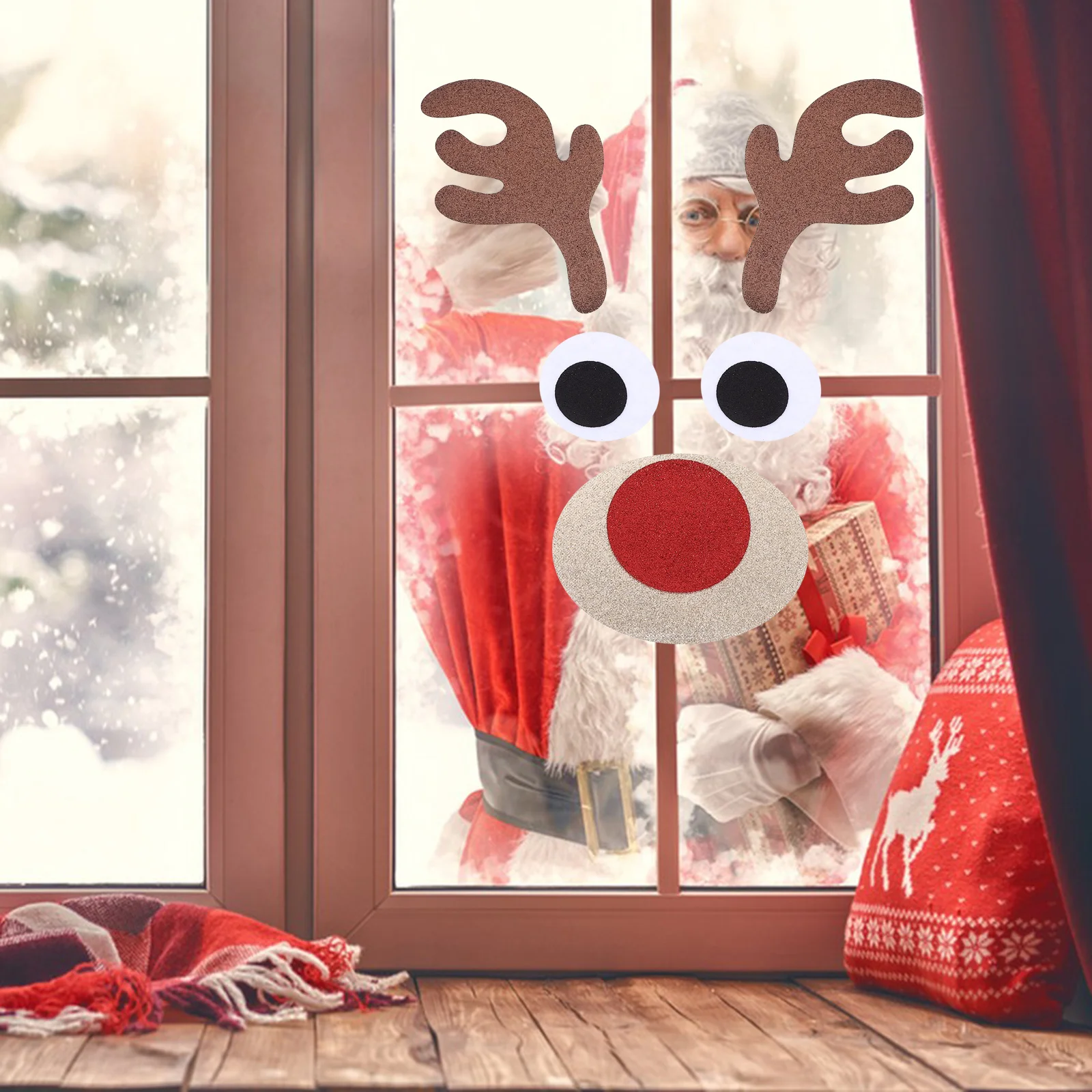 1 مجموعة الرنة رئيس عيد الميلاد ملصق عيد الميلاد الجدار ملصق للمنزل نافذة الباب الديكور DIY حزب خلفية عيد الميلاد الجدار ملصق