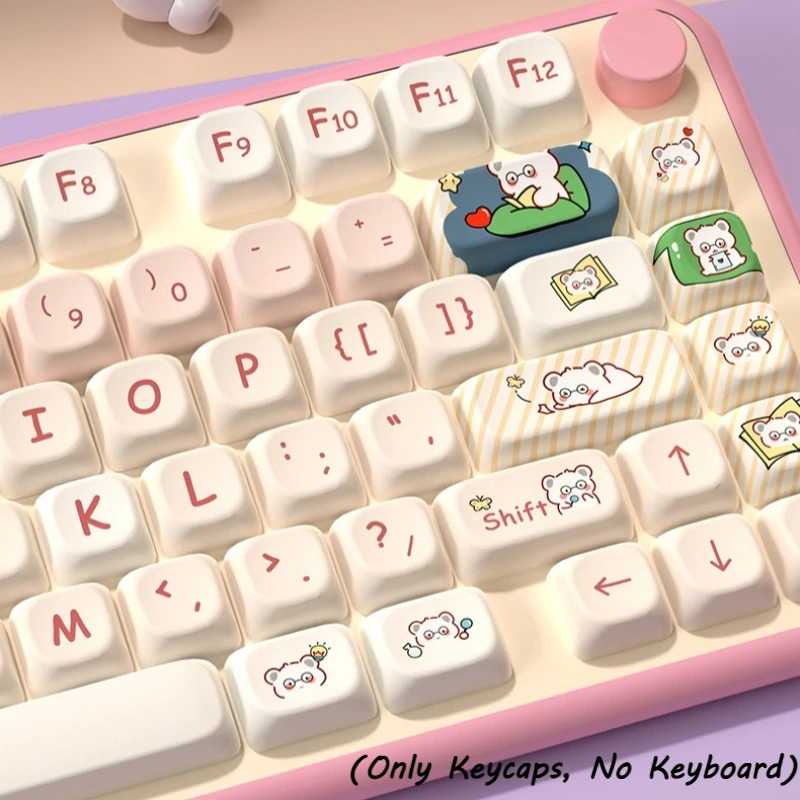 

Cute Bear Theme Pattern Keycap PBT Thermal Sublimation Printing Keycap Compatible with Mechanical Keyboard 89/96/98/100/104 Keys