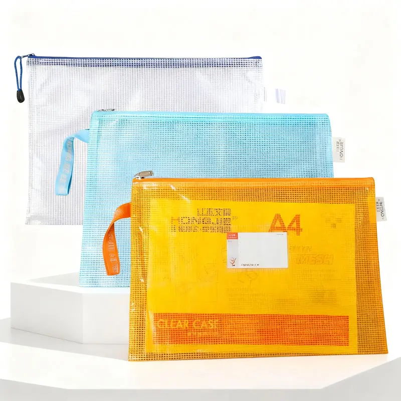5 قطعة أكياس بسحاب مقاوم للماء لتخزين السفر والأجهزة المكتبية المدرسية وحقيبة شبكية بسحاب مقاس A4 أكياس شبكية لملف المستندات مع سحاب