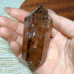 Natural Crystals Smokey Quartz Double Point Tower Painting Rainbow Flashy Gemstone High Quality Home Decorations Energy Gift