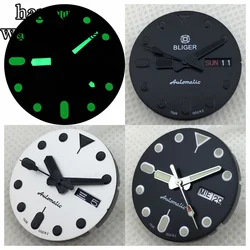 BLIGER 29mm black white dial with hand green luminous aseptic dial with NH36 movement with 3 o 'clock crown 3.8 o 'clock crown