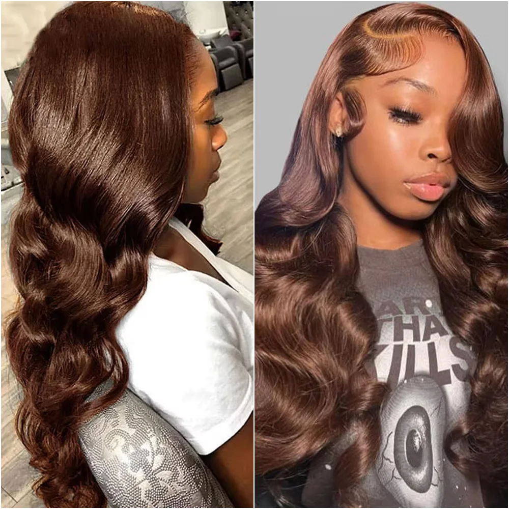 

13x4 Body Wave Colored 30 Inch Chocolate Brown Lace Front Human Hair Wig 13x6 HD Lace Frontal 100% Human Hair Wigs Pre Plucked
