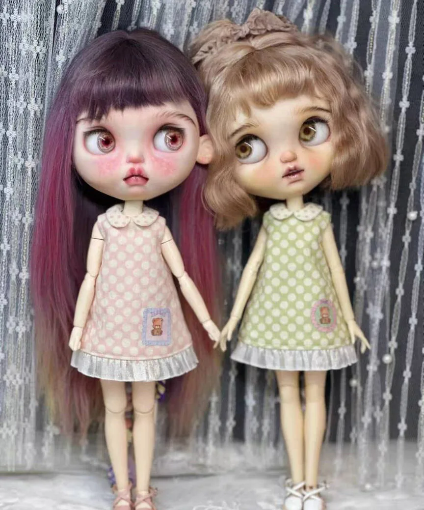

1pcs kawaii style 2025 Blythe/landoudou Cartoon bear one-piece dress (Fit for Lulu,ymy24,Ob22,24,26,zone, Jenny)