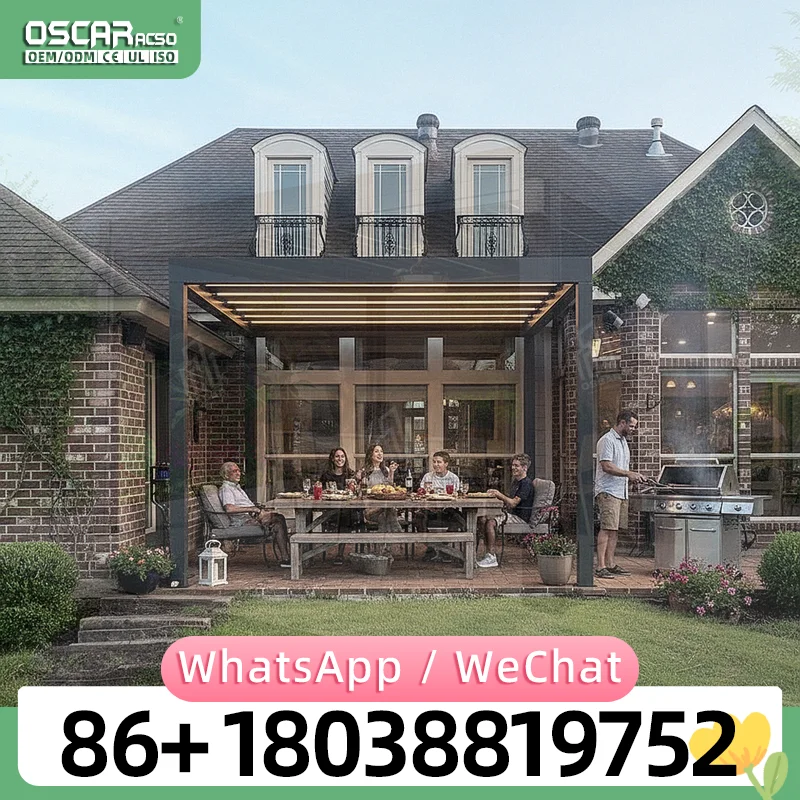 Deck Canopy Louver Sun Panel Bioclimatic Louvered Aluminum Pergola for Window from China Outdoor Patio Balcony Use pergola