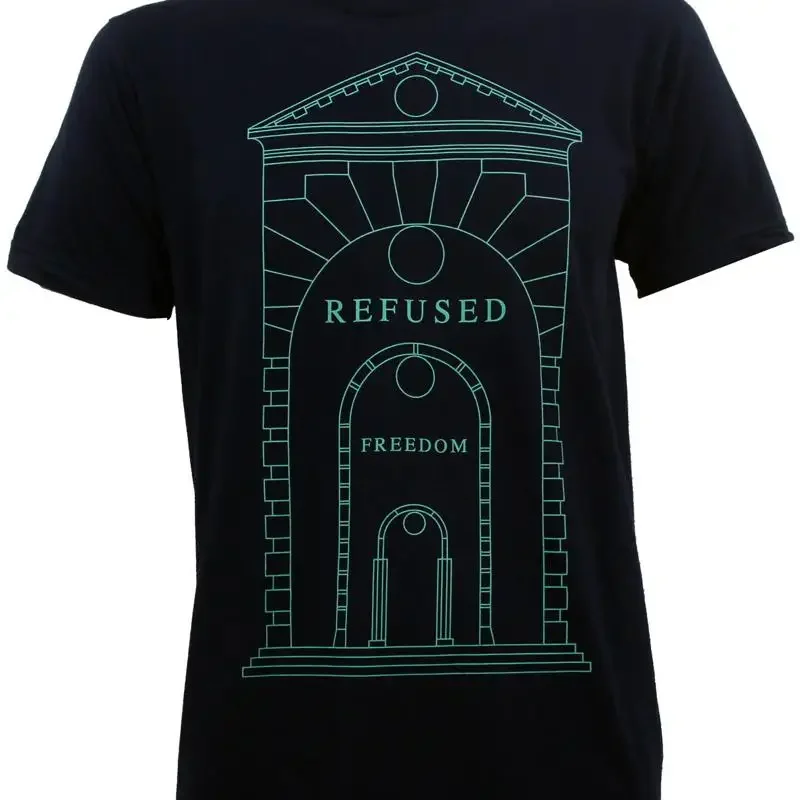 Authentic REFUSED Band Arch Freedom Navy Slim Fit T Shirt S M L XL 2XL NEW