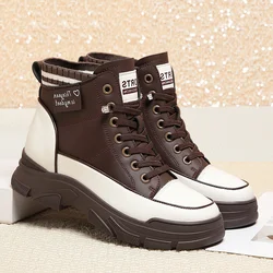 Winter High Top Chunky Warm Women Boots New Plus Velvet Cotton Shoes Side Zipper Modern Causal Soft Ankle Short Boots