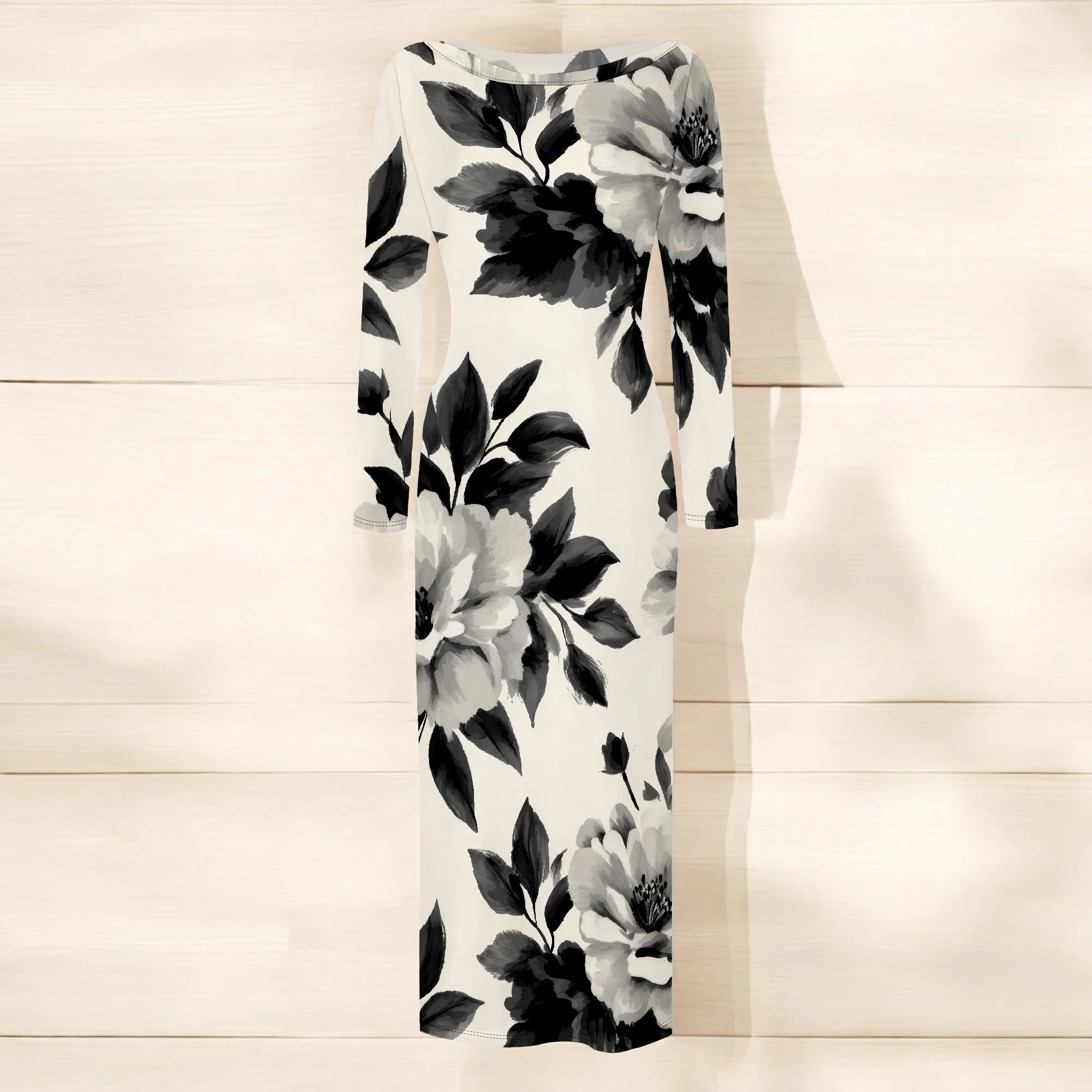 สตรีแขนยาว Maxi ชุดเข้ารูป Ruched ธรรมชาติ SLIM FIT Tie Dye ชุดค็อกเทลชุดตาข่าย