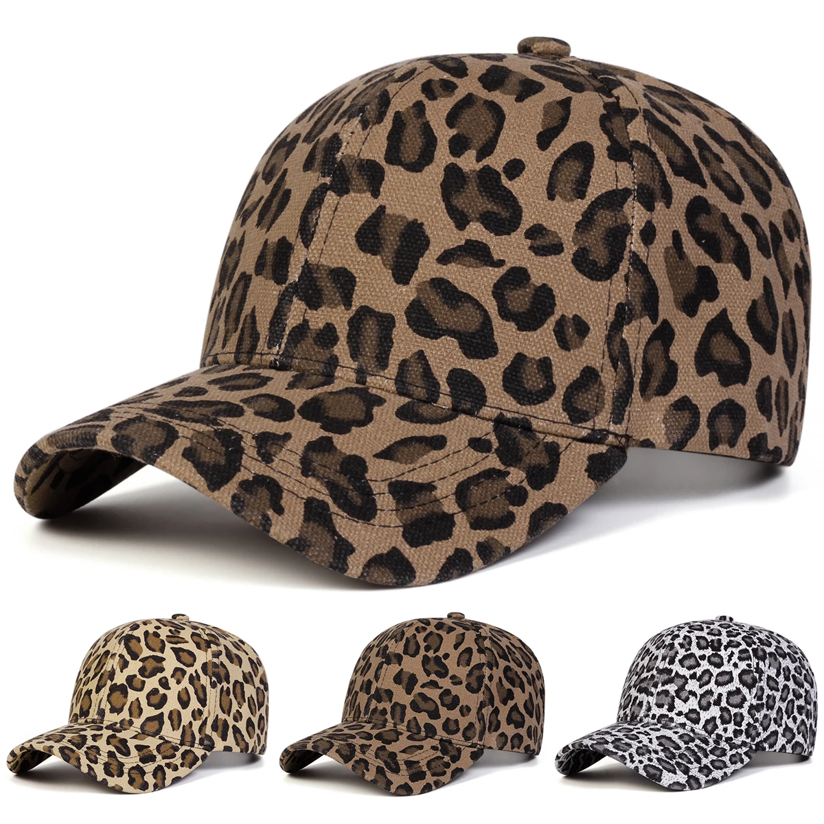 Unisex Light Panel Leopard Print Baseball Caps Spring and Autumn Outdoor Adjustable Casual Hats Sunscreen Hat Sports Cap