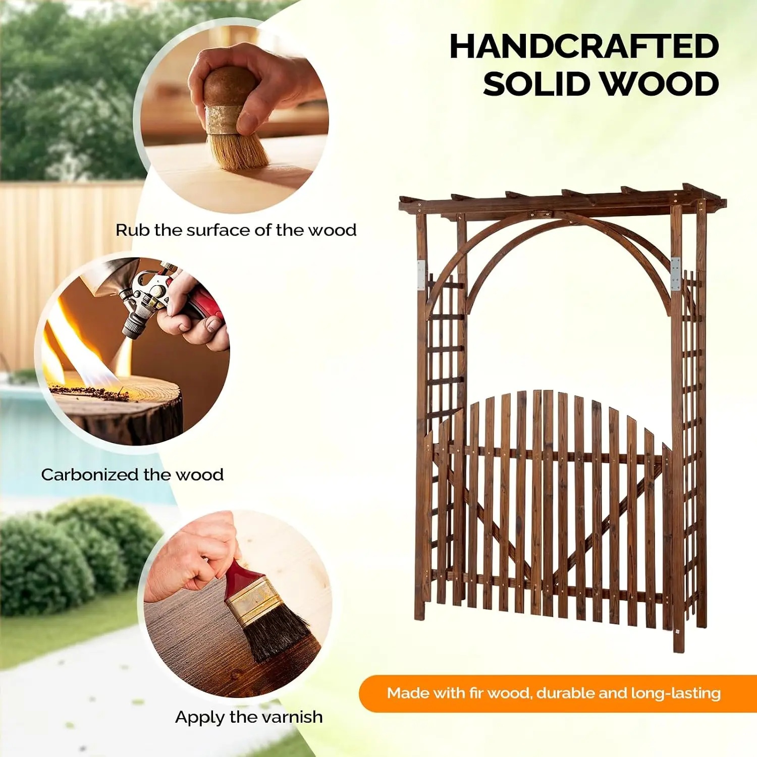 85in Wooden Arbor Garden Arch, Wedding Arch for Ceremony, Wood Trellis for Plant Climbing, Christmas Decor Pergola, Customized 4