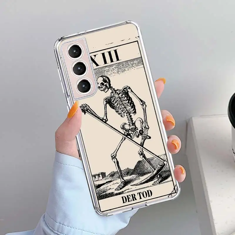 Skeleton Skull Tarot Card Phone Case Shell For Samsung Galaxy S24 S23 S22 Ultra S21 Plus S20 FE S10 S10E S9 S8 + Cover Capa Fund