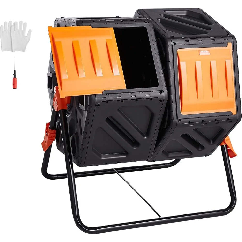 

37-Gal Dual Chamber Composting Tumbler, BPA Free with Steel Frame for Garden & Outdoor Use