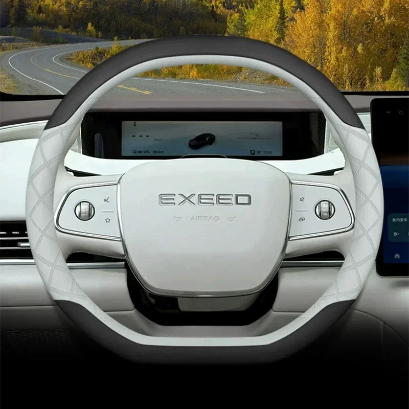 37-38cm dual tone spliced leather car steering wheel cover suitable for EXEED ESE XEED ET luxury steering wheel cover Auto Decor