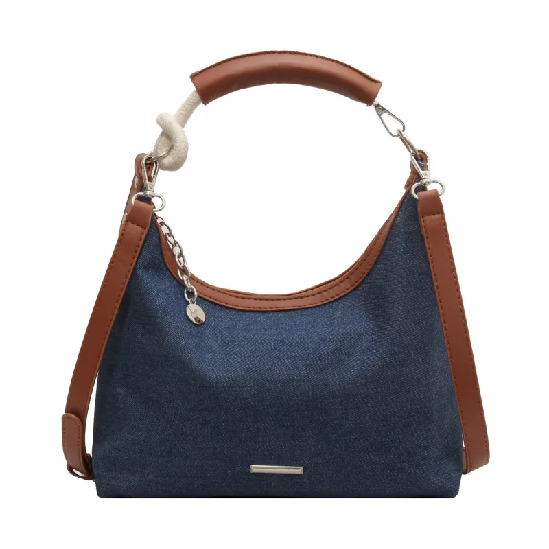 Denim Fabric Shoulder Bags For Women Luxury Designer Purses And Handbags Blue Underarm Hobos Casual Street Crossbody Totes 2023