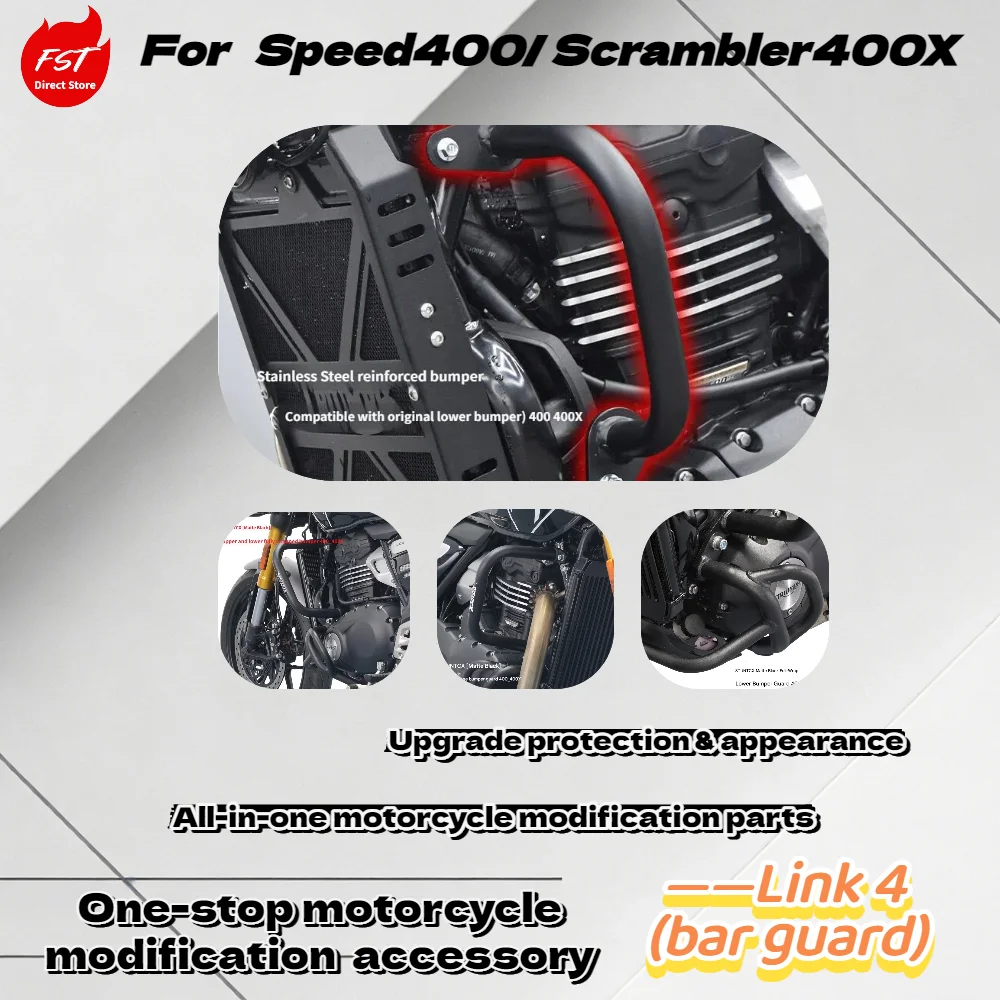 

For Speed400 Scrambler400X Crash Bar, Heavy Duty Anti-Fall Engine Guard Easy Install Mod Kit