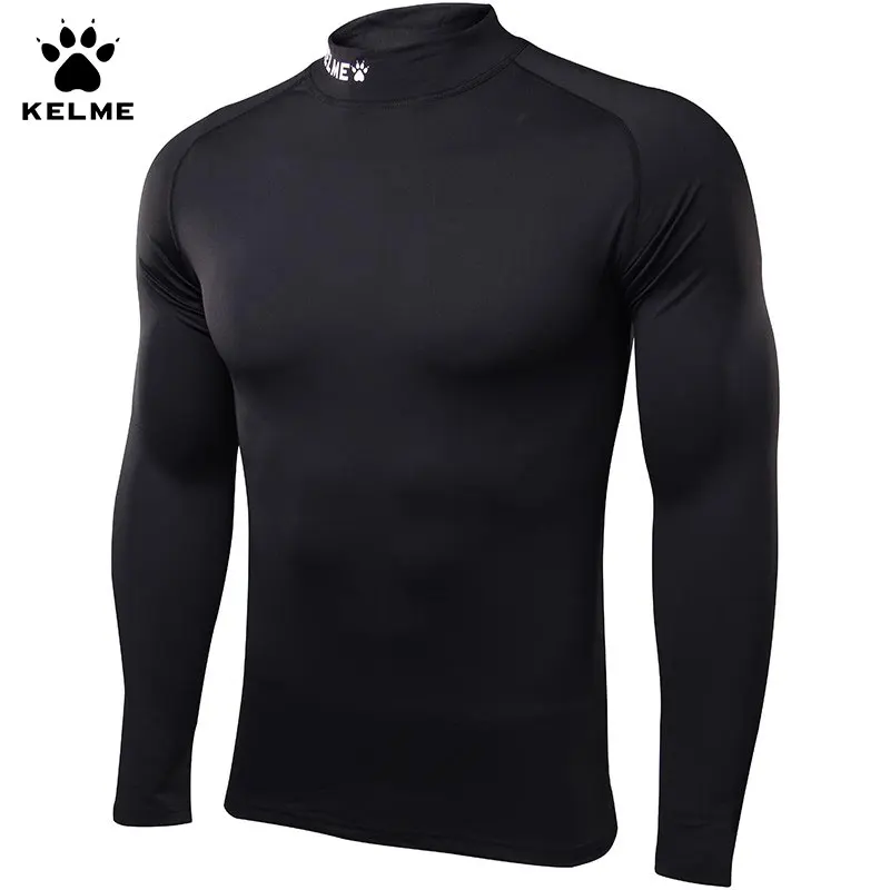 Kelme Plush Tight Fitting Men's High Neck Fitness Football Training Suit Children's High Elastic Bottom Long Sleeved T-shirt