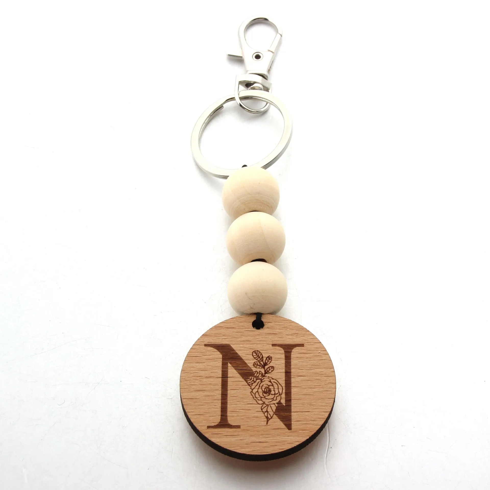 Woven Silicone Ball Bead American Flag Board Men\'s keychain Wooden Letter Round Pendant Bag Accessories